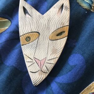 Abstract cat pin-signed on back